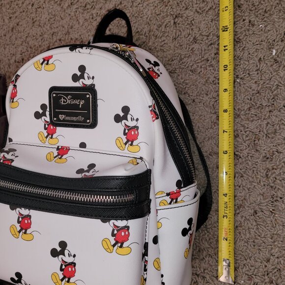 Loungefly Disney Classic Mickey Mouse All Over print Mini Backpack White Used - Picture 7 of 10